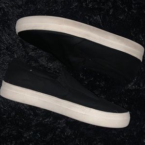 Suede platform slip ons